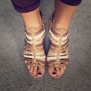 Madden Girl tan cage heels. Size 9.5